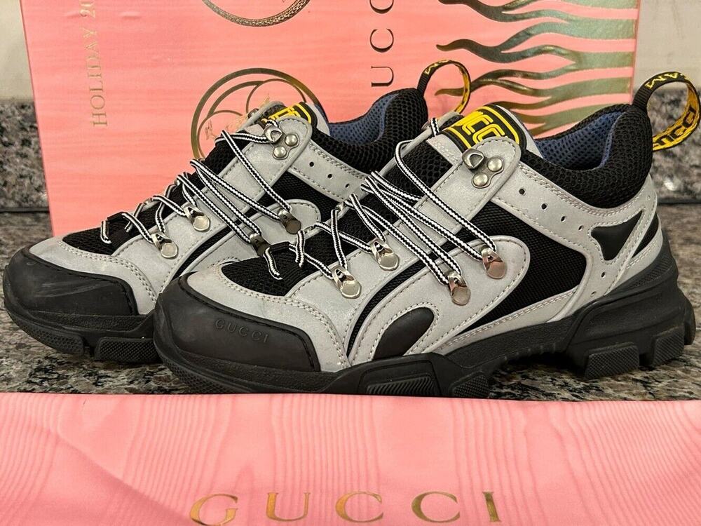 Gucci Flashtrek Silver and Black Men's Size 6 SPB-SAL (344553)
